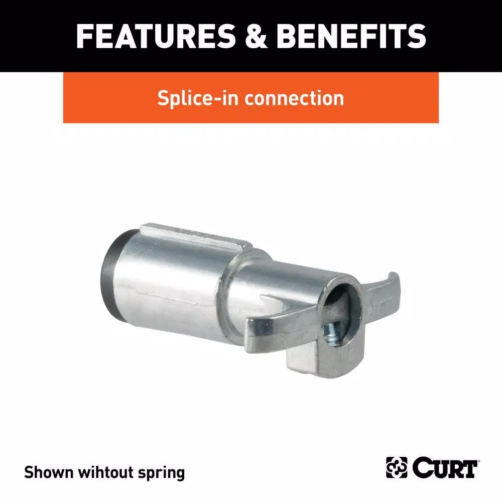 CURT 6-Way Round Trailer Connector Plug with Spring (Trailer Side)