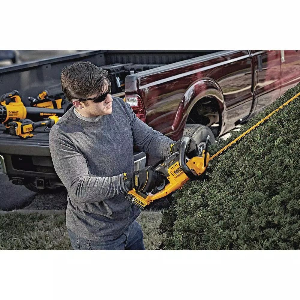 DEWALT 20V MAX Cordless Hedge Trimmer, 22 in. Blade, Includes 5.0 Ah Battery and Charger