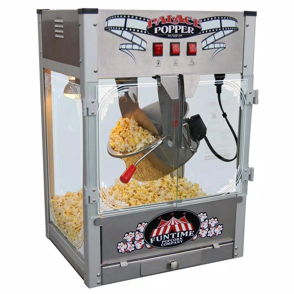 Funtime Palace 16 oz. Stainless Steel Hot Oil Popcorn Popper Machine with Tempered Glass