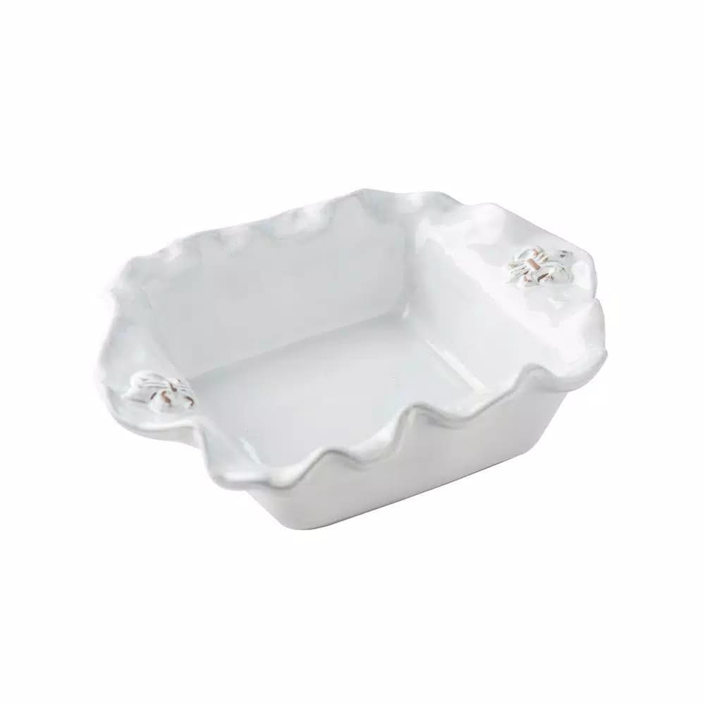 Abigails Fleur De Lis White Ceramic Casserole Dish, 0.75 Quart Square Coffee Cup Set