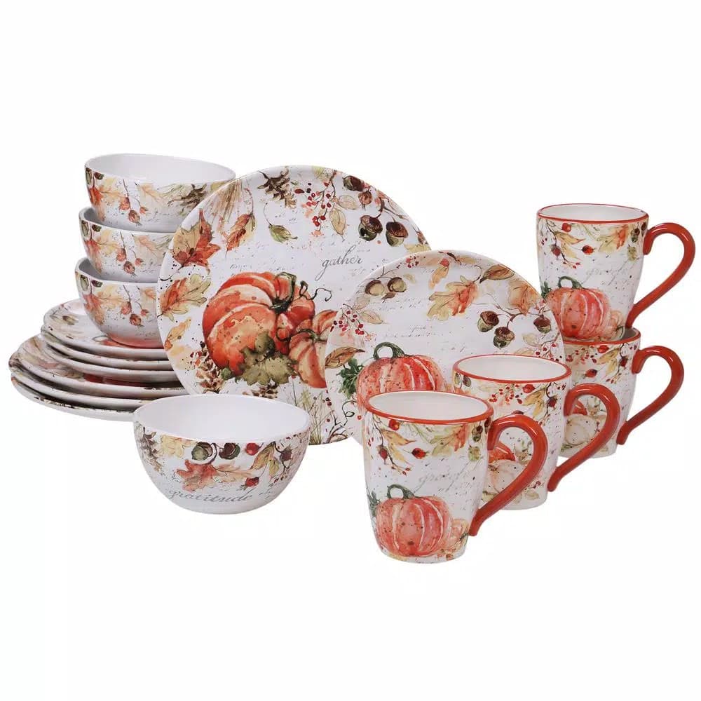 Certified International Harvest Splash 16-Piece Earthenware Dinnerware Set, Service for 4