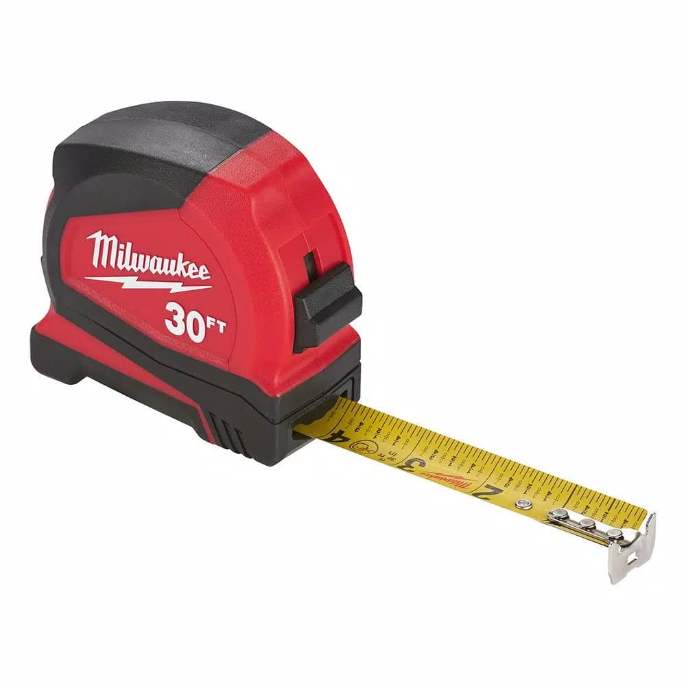 Milwaukee 30 ft. Compact Tape Measure with 12 ft. Reach and Nylon Blade Protection