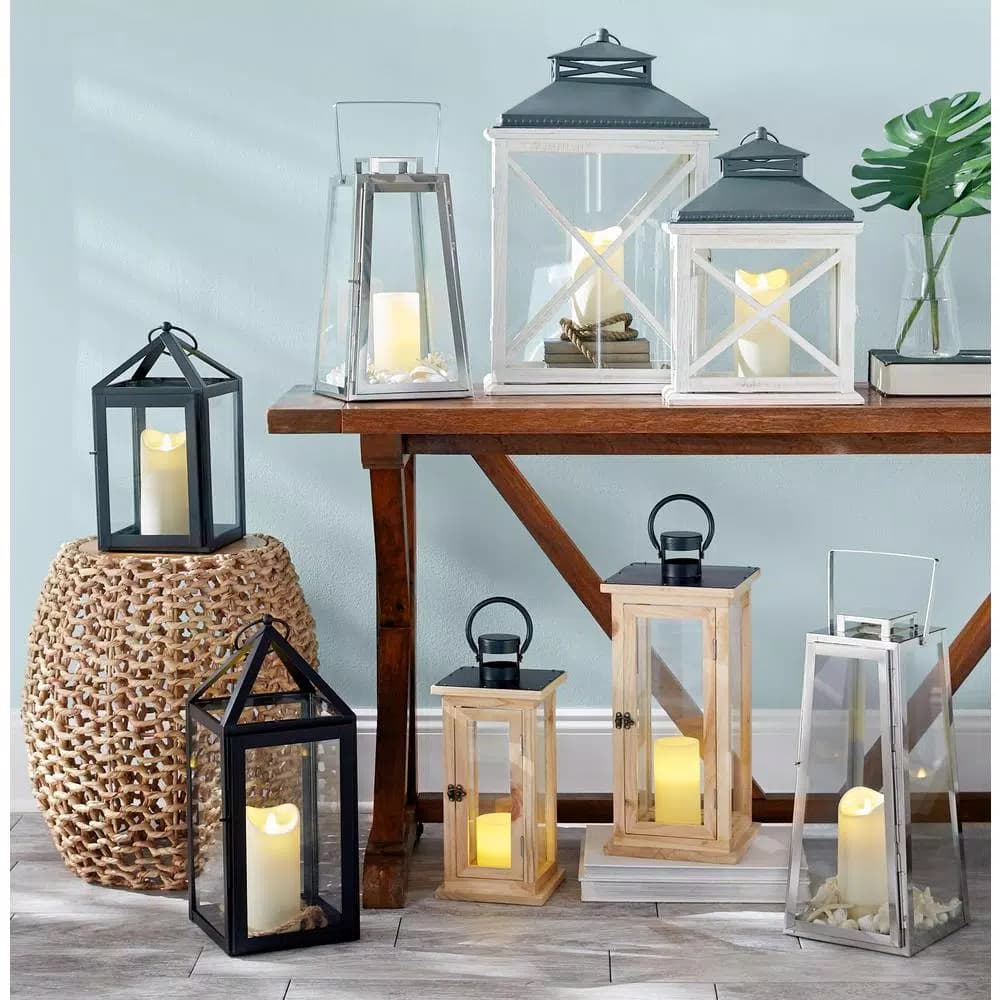 LUMABASE 3-Piece Round Flameless LED Wax Candle Set with Remote Control, Color Changing Pillar Candles