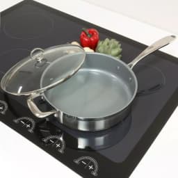 Chantal Induction 21 Steel 11.5 in. Stainless Steel Ceramic Nonstick Skillet with Glass Lid, Brushed Stainless Steel thumbnail 2
