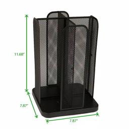 Mind Reader Rotating Cup and Lid Carousel Organizer, Black Metal Mesh Dispenser thumbnail 6