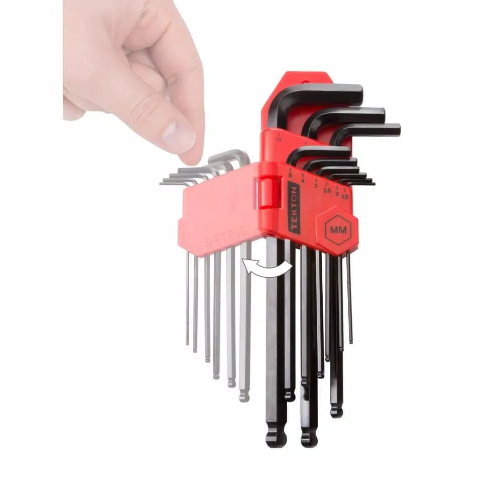 TEKTON 9-Piece Metric Long Arm Ball End Hex Key Wrench Set, 1.5-10 mm