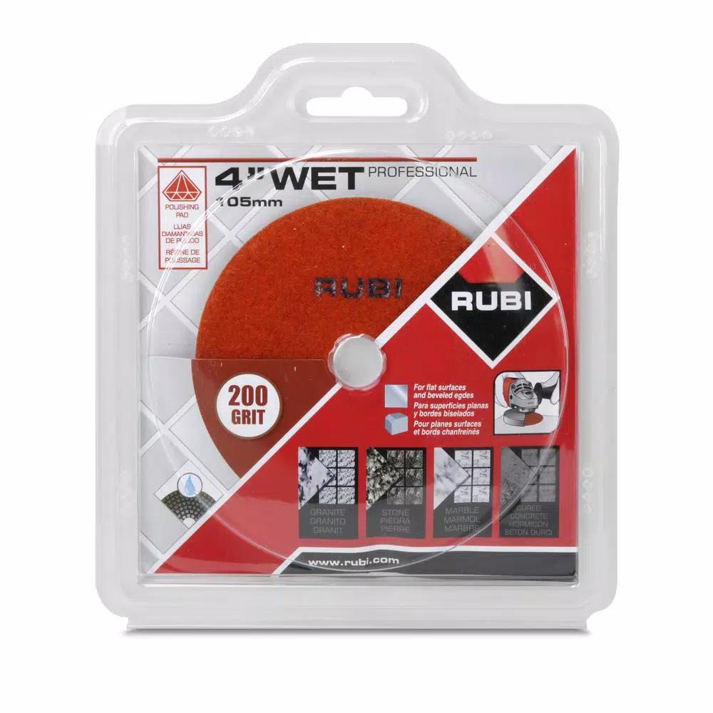 Rubi 4 in. 200 Grit Resin Wet Polishing Pad for Engineered Stone, Marble, and Granite
