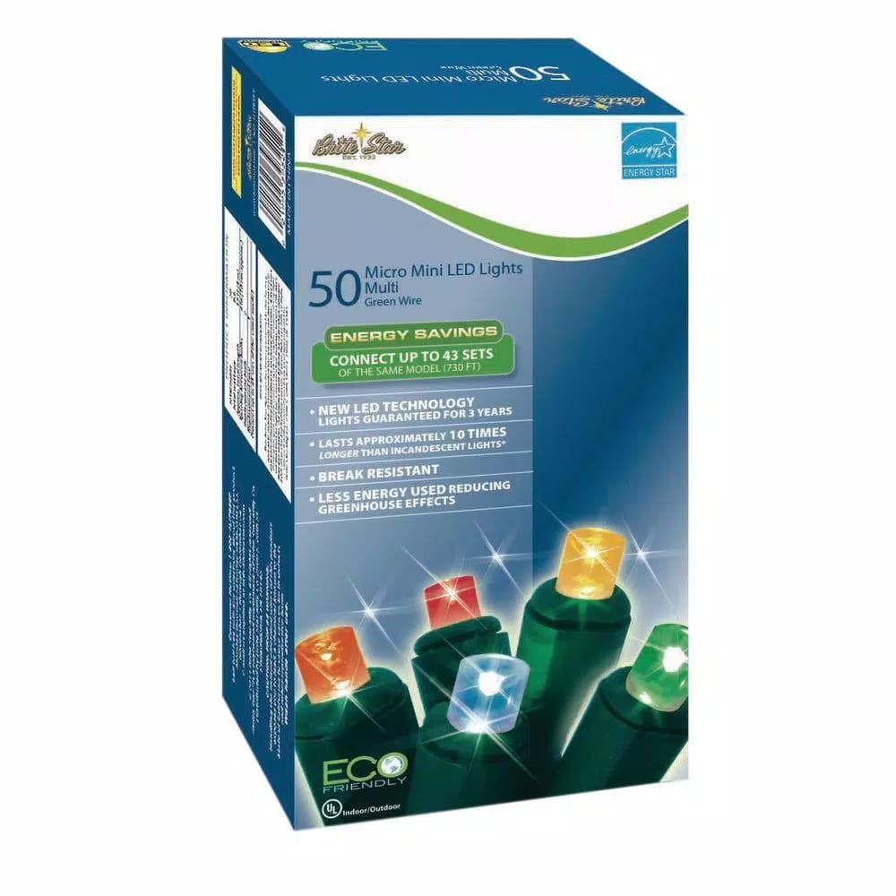 Brite Star 50-Count Multi-Colored Micro Mini LED String Lights, Set of 2
