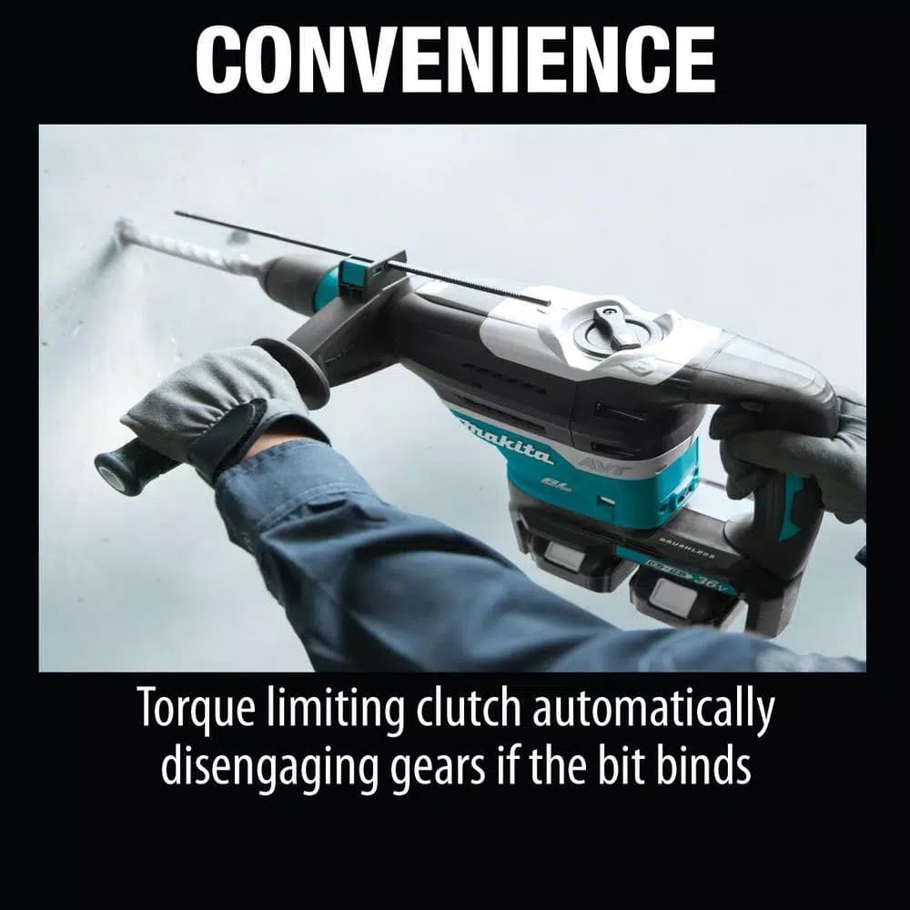 Makita 18V X2 LXT 36V Cordless SDS-MAX Rotary Hammer Kit with 1/2 in. Impact Wrench Bonus