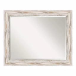 Amanti Art Alexandria 33 in. W x 27 in. H Distressed Whitewash Wood Framed Beveled Edge Bathroom Mirror thumbnail 2
