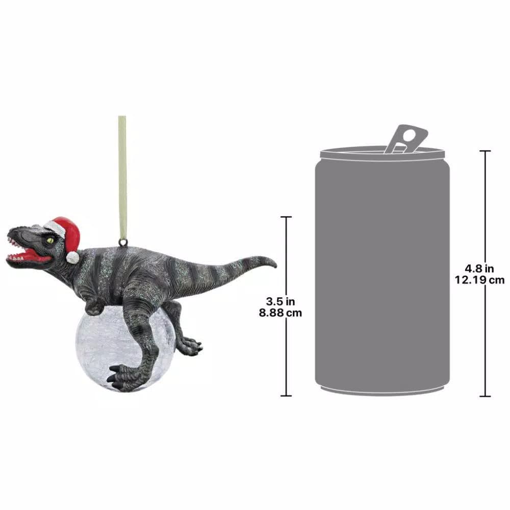 Design Toscano Blitzer the T-Rex Holiday Ornament, Hand-Painted Resin Dinosaur Collectible