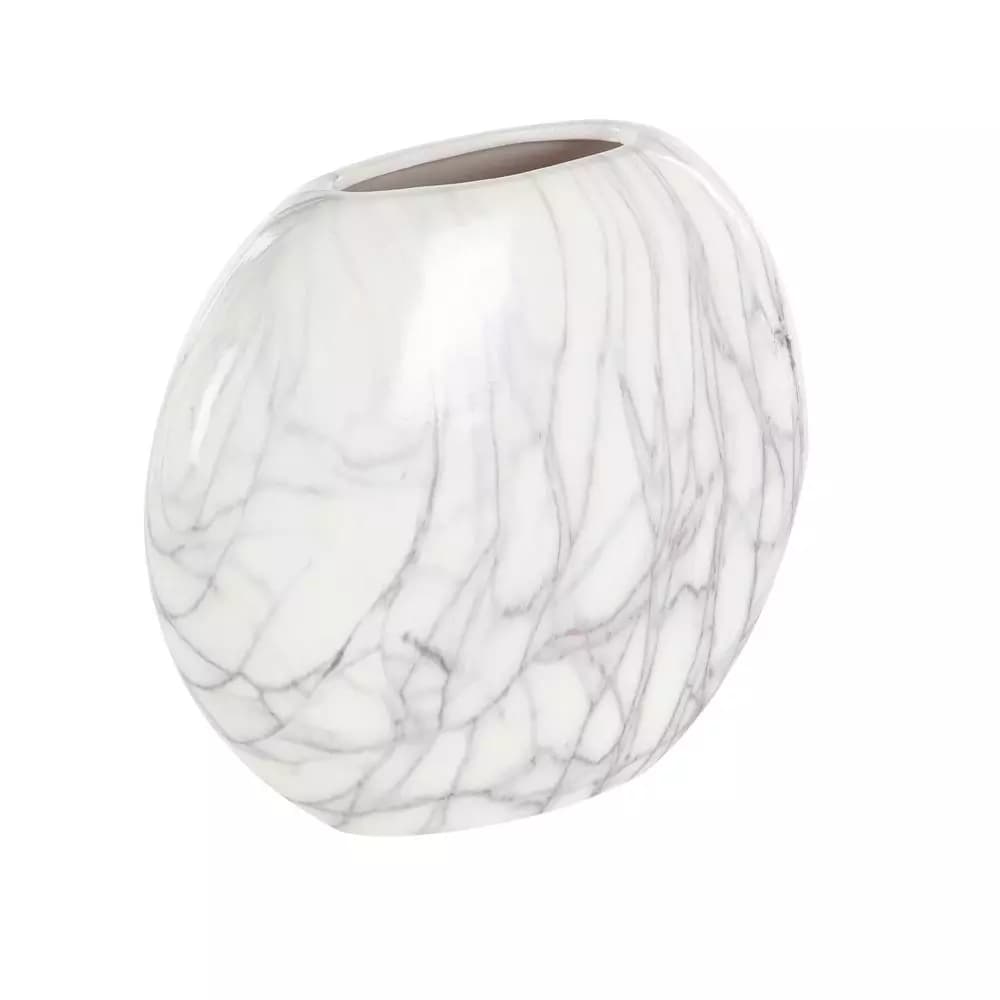 LITTON LANE 8 in. Gray Ceramic Decorative Marbled Vases, Set of 3