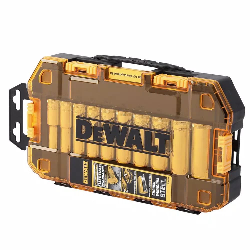 DEWALT DWMT73814 1/2 in. Drive SAE Deep Socket Set, 10-Piece