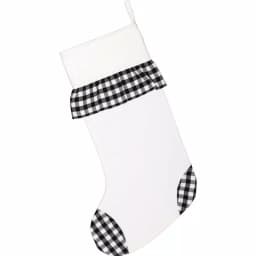 VHC Brands 20 in. Emmie Farmhouse Christmas Decor Black and White Check Ruffle Stocking thumbnail 2