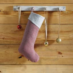 VHC Brands Tannen 20 in. Cotton and Wool Traditional Christmas Stocking - Deep Red and Nickel Grey thumbnail 2