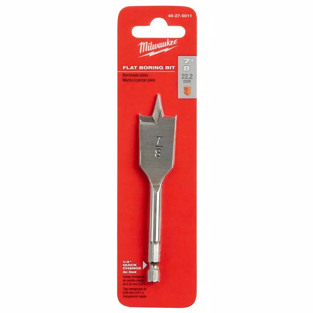 Milwaukee 7/8 in. x 4.5 in. Flat Spade Boring Bit, Hex Shank