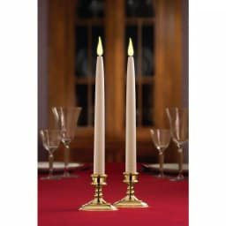 Xodus Innovations 12 in. Ivory Wireless LED Taper Candles with Brass Finish Base and Amber Flame (2-Pack) thumbnail 3
