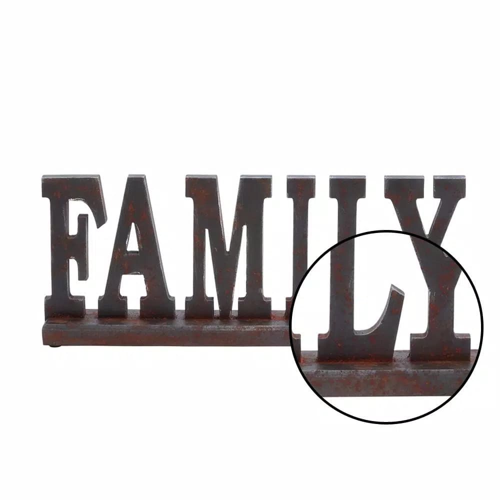 LITTON LANE Home and Hearth 20 in. FAMILY Wooden Tabletop Decor Sign, Distressed Black