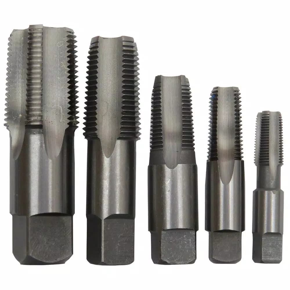 Drill America 5 Piece Carbon Steel NPT Pipe Tap Set (1/8 in. to 3/4 in.)