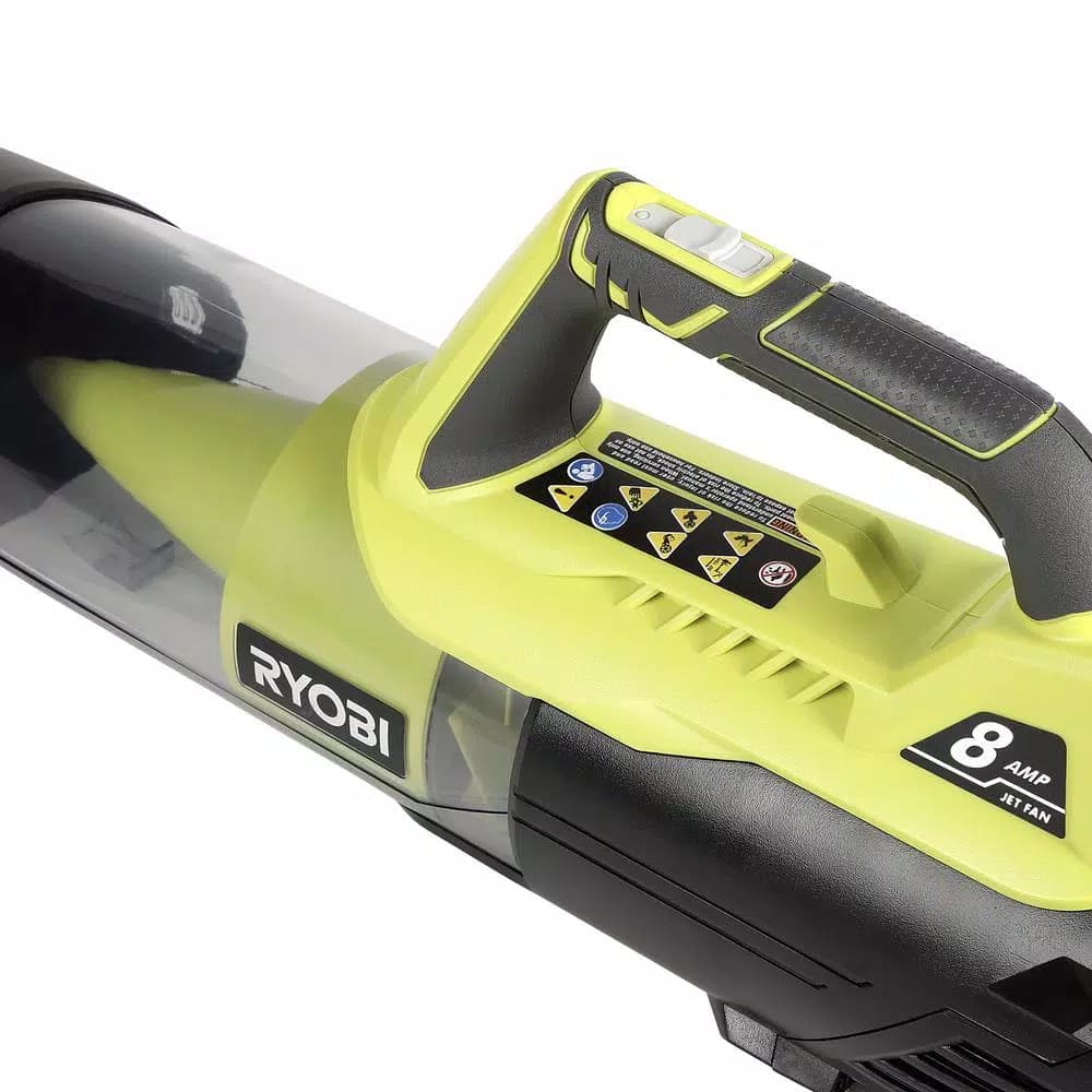 RYOBI 8 Amp Corded Electric Jet Fan Blower, 135 MPH, 440 CFM Handheld Leaf Blower