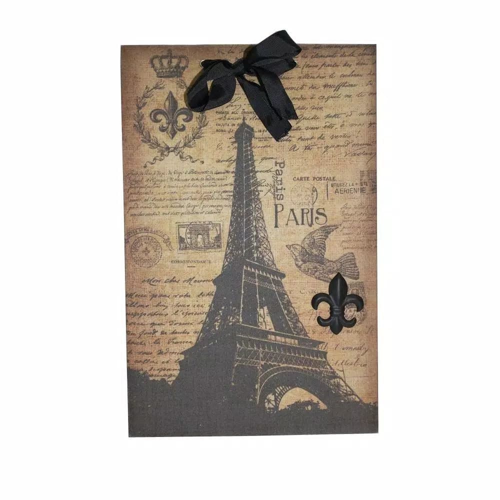 Unbranded Eiffel Tower Script Magnet Memo Board - Classic Metal & Fabric Wall Art