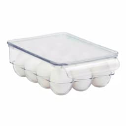 Unbranded Clear 12-Egg Holder Fridge Bin with Removable Stackable Lid thumbnail 1