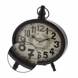 LITTON LANE 9 in. x 8 in. Round Iron Desk Clock 4-Pack, Vintage Farmhouse Style thumbnail 3