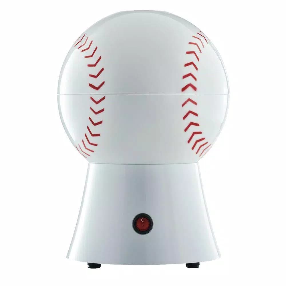 Brentwood Baseball Themed Hot Air Popcorn Maker, 2 oz. White Countertop Popper