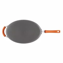 Rachael Ray 5-Quart Hard-Anodized Aluminum Nonstick Oval Saute Pan with Glass Lid, Orange and Gray thumbnail 3