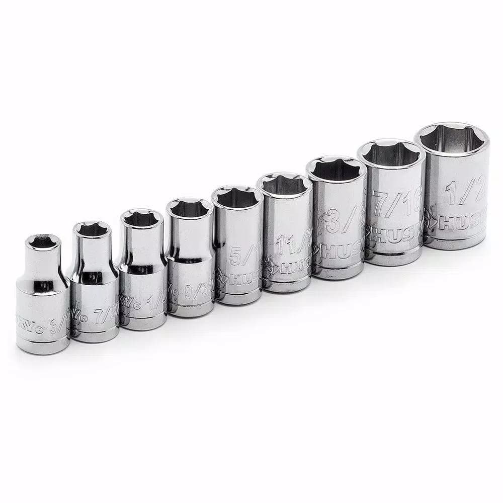 Husky 20-Piece 1/4 in. Drive Ratchet and Socket Set, SAE/Metric