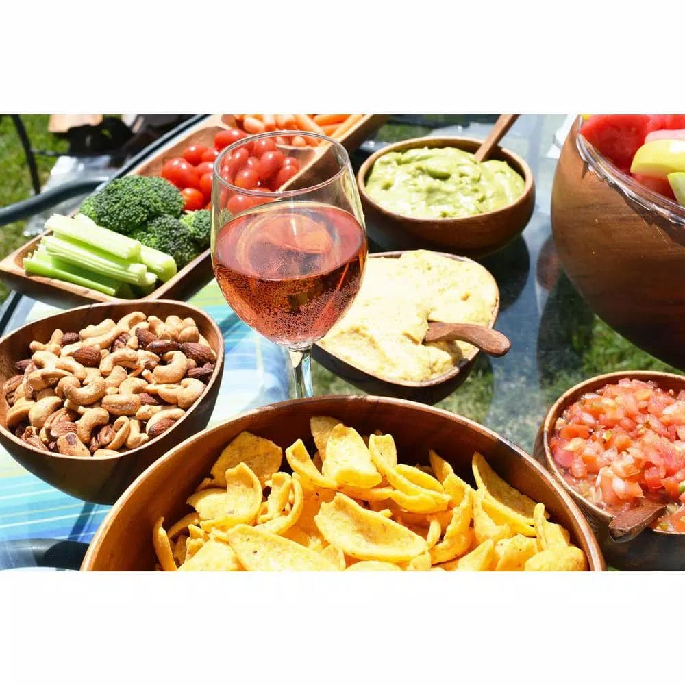 Acaciaware 6-Piece Handcrafted Acacia Wood 3-Sided Dip and Nut Bowl Set, 6 in.