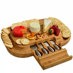 Unbranded Picnic at Ascot Malvern Deluxe Bamboo Cheese Board Set with 4 Stainless Steel Tools thumbnail 5