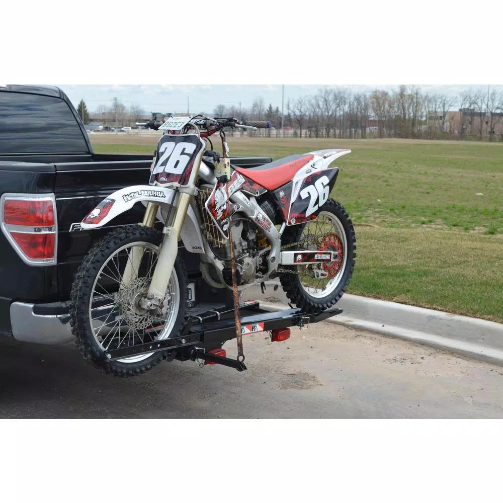 Detail K2 400 lb. Capacity Hitch Mounted Motorcycle Carrier with Adjustable Front Wheel Channel