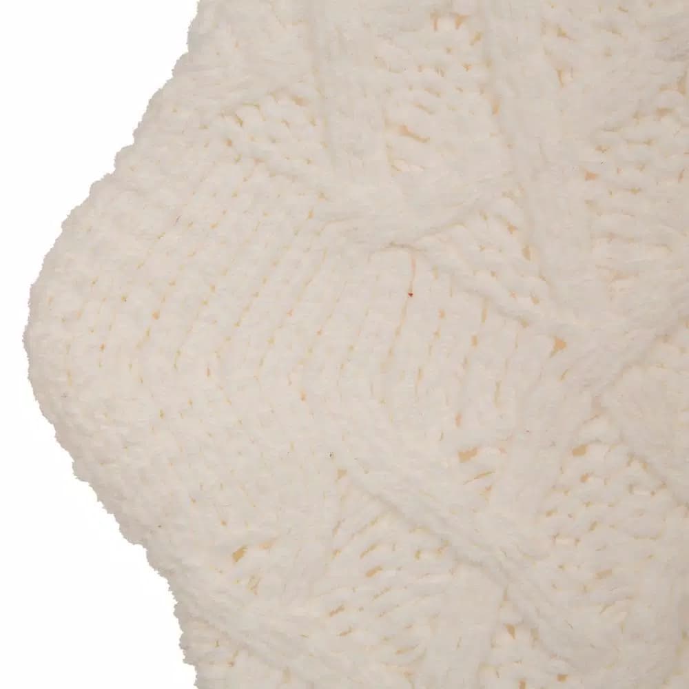 Glitzhome 22 in. White Knitted Acrylic Christmas Stockings with Pompoms (Set of 2)