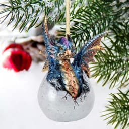 Design Toscano Hard Boiled Dragon Hatchling Holiday Ornament, 3.5 in. Resin Dragon Egg Collectible thumbnail 6