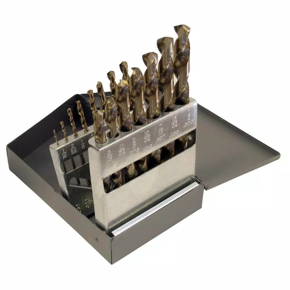 CLE-LINE 1802 Cobalt Heavy-Duty 135-Degree Split Point Twist Drill Bit Set, 1/16 in. - 1/2 in. (15-Piece)