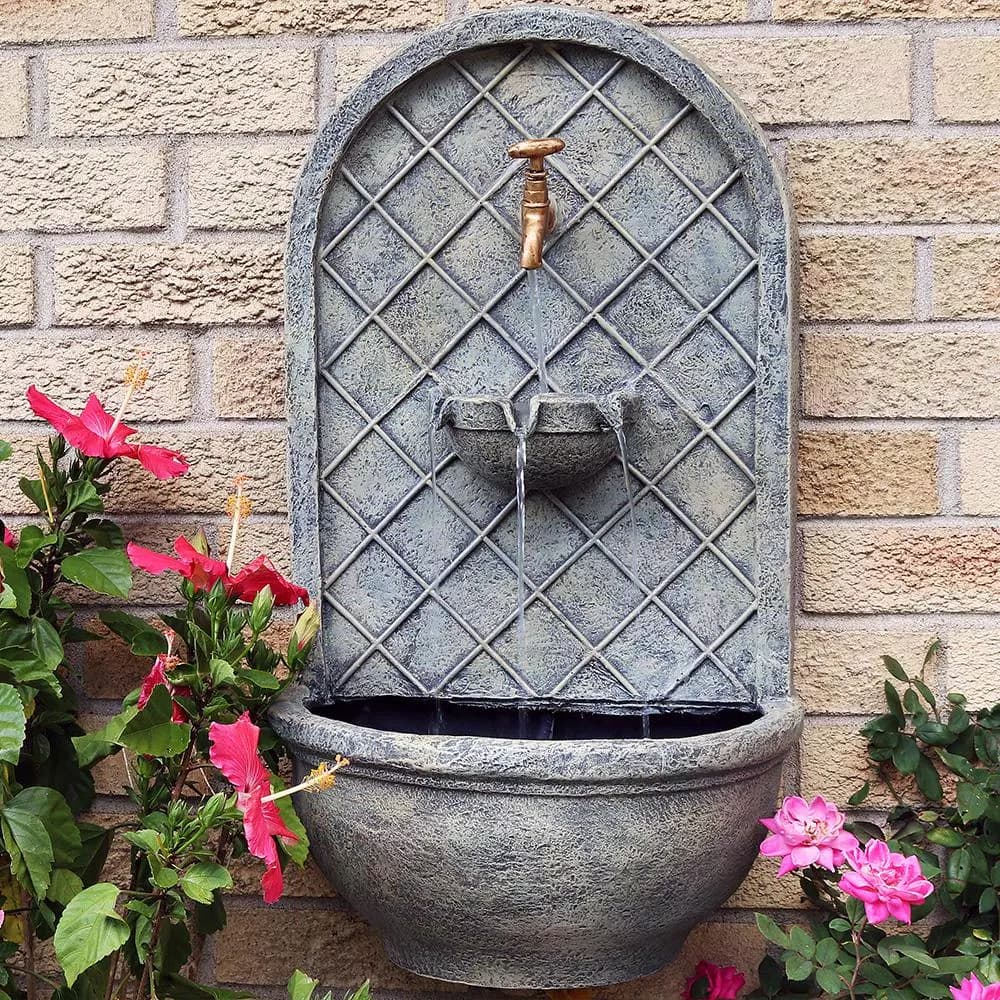 Sunnydaze Decor Messina French Limestone Electric Outdoor Wall Fountain