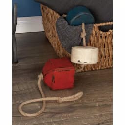 LITTON LANE 46 in. Nautical Rope Float Wall Decor - Distressed Red, Blue, and White Pine Wood thumbnail 1