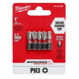Milwaukee SHOCKWAVE 1 in. #3 Phillips Impact Duty Steel Insert Bits, 5-Pack thumbnail 2