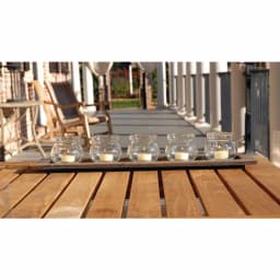 Titan Lighting Beachwood 23 in. Natural Wood and Clear Glass Votive Candle Holder Tray thumbnail 2
