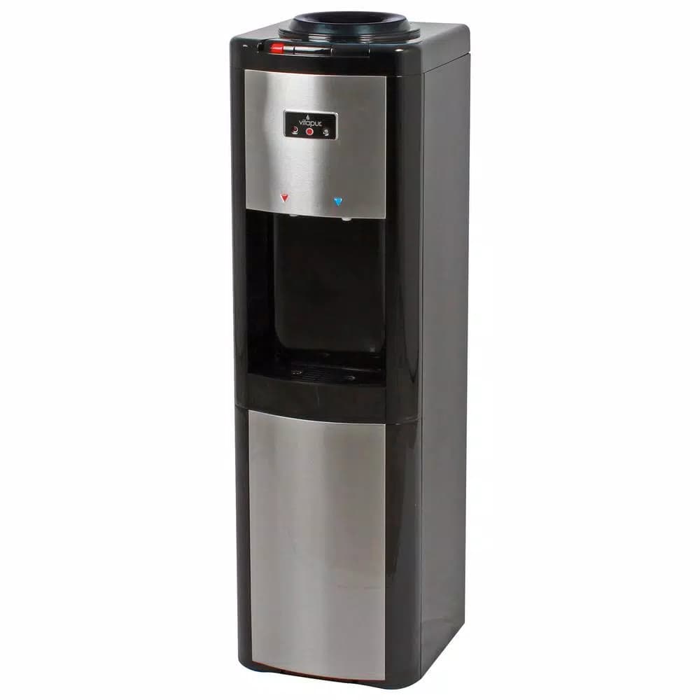 Vitapur Top Load Water Cooler Dispenser with Kettle Feature, Hot/Cold/Room Temp, Black/Stainless Steel