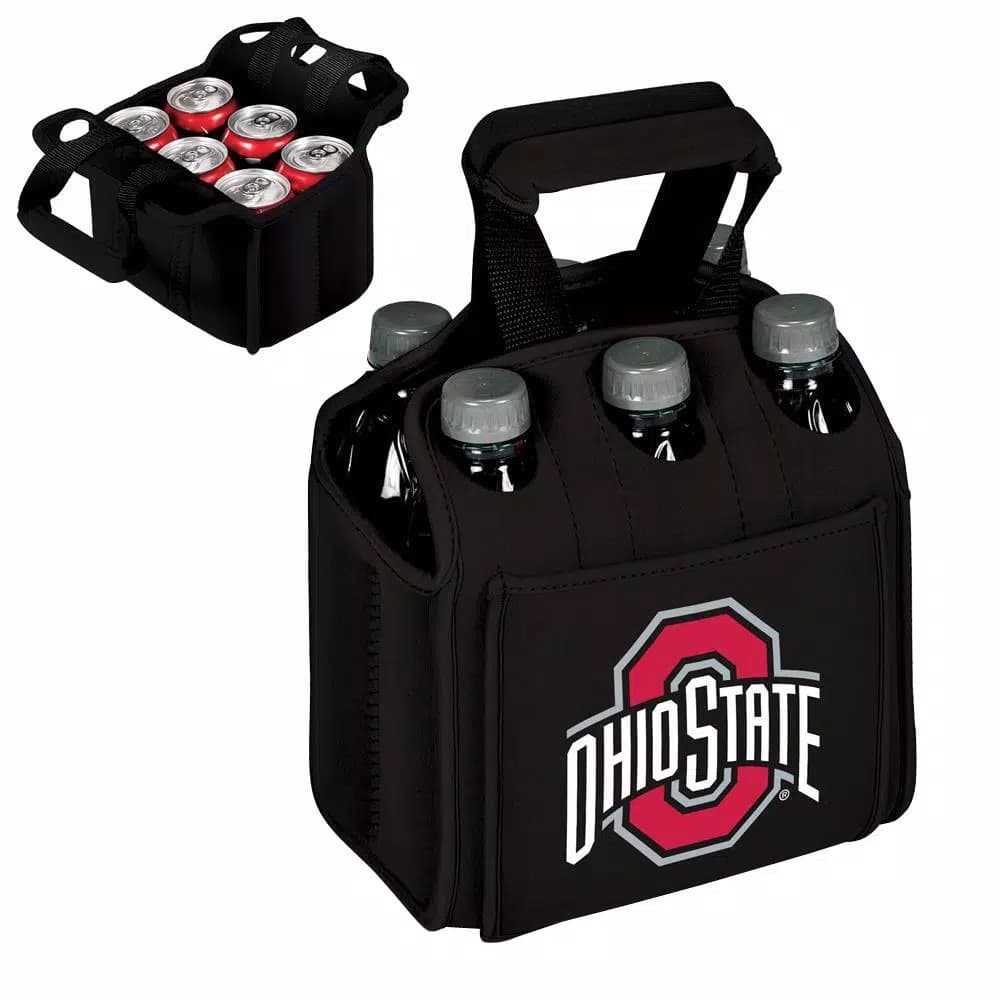 Picnic Time Ohio State University Buckeyes 6-Bottle Insulated Neoprene Beverage Carrier - Black