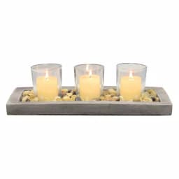 Stonebriar Collection 5 in. Cement Votive Candle Holder Set with Tray and Pebbles thumbnail 3