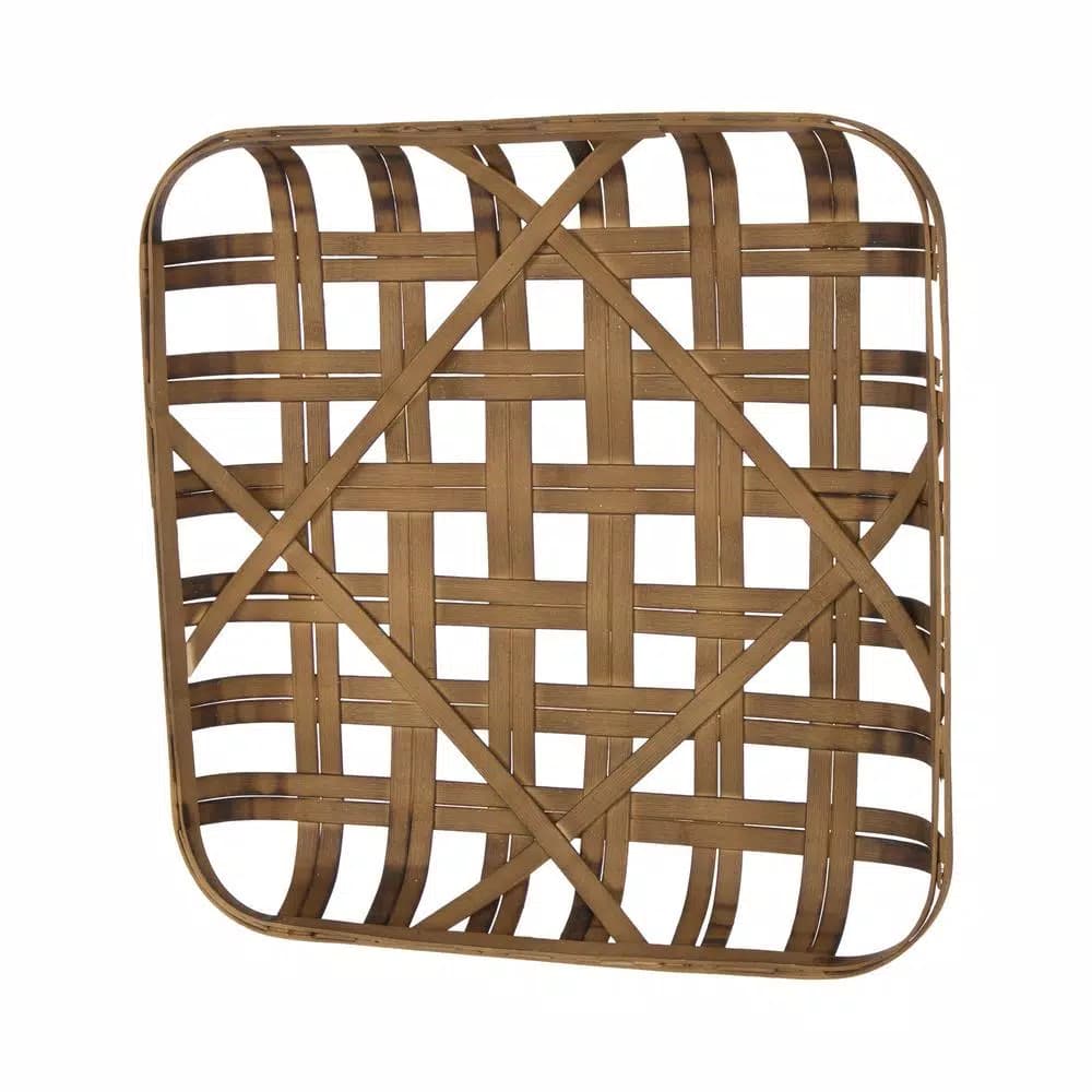 Glitzhome 24 in. Woven Tobacco Wicker Basket Wall Decor - Brown Bamboo