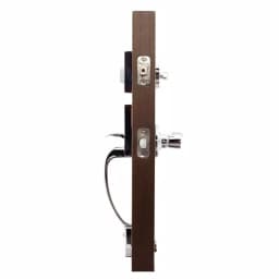 Copper Creek Craftsman Polished Stainless Steel Front Door Handleset with Left-Hand Scandinavian Lever thumbnail 3