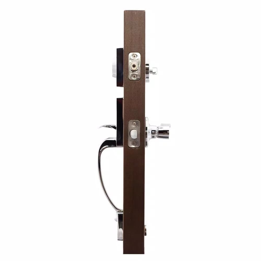 Copper Creek Craftsman Polished Stainless Steel Front Door Handleset with Left-Hand Scandinavian Lever