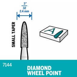 Dremel 7144 Diamond Taper Point Rotary Bit, 3/32 in. Diameter, 1/8 in. Shank thumbnail 3