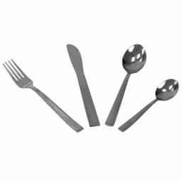 Unbranded Stripes 16-Piece 18/0 Stainless Steel Flatware Set, Silver Modern Silverware thumbnail 2