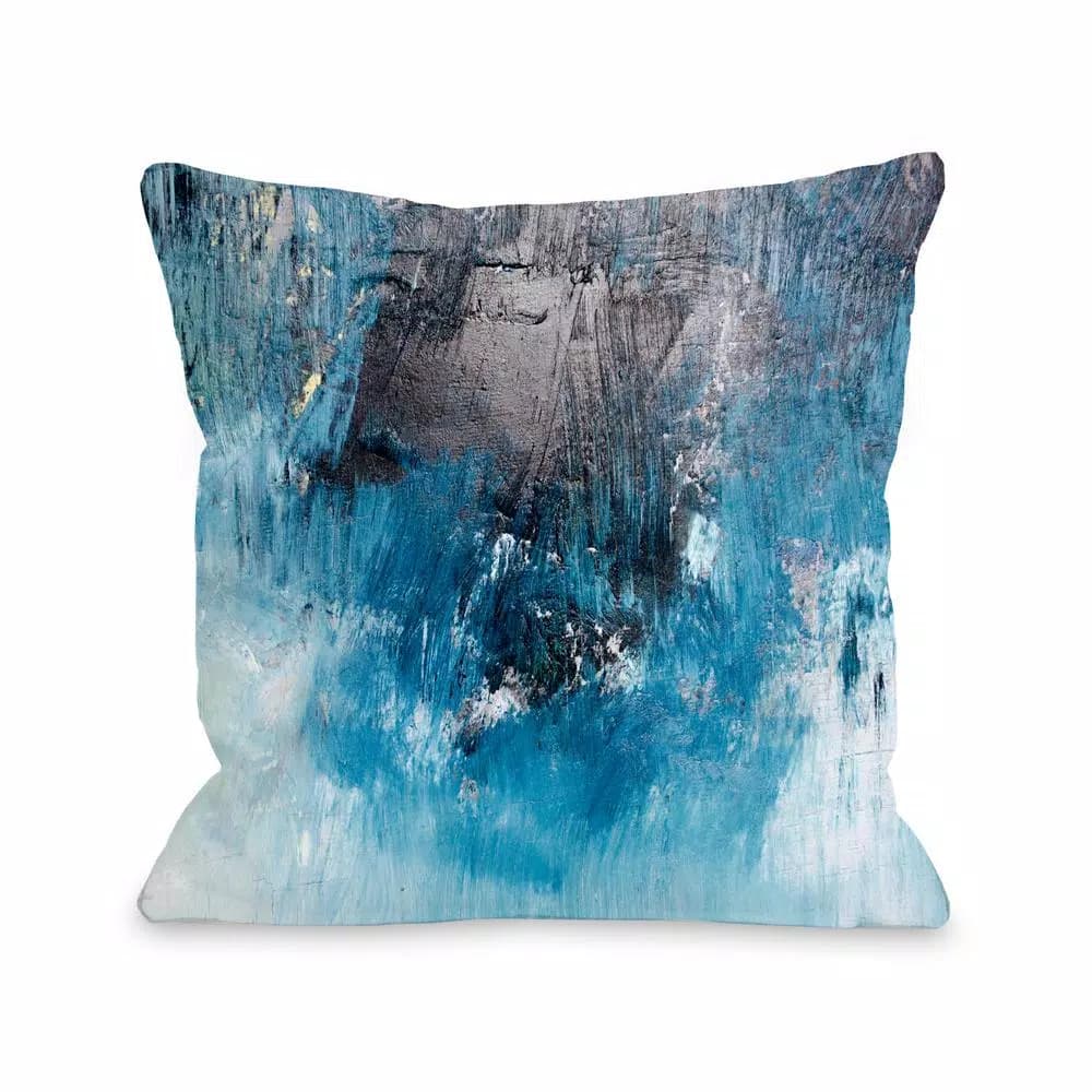 Unbranded One Bella Casa Ocean Oil Painting Blue Graphic 16 x 16 in. Polyester Throw Pillow