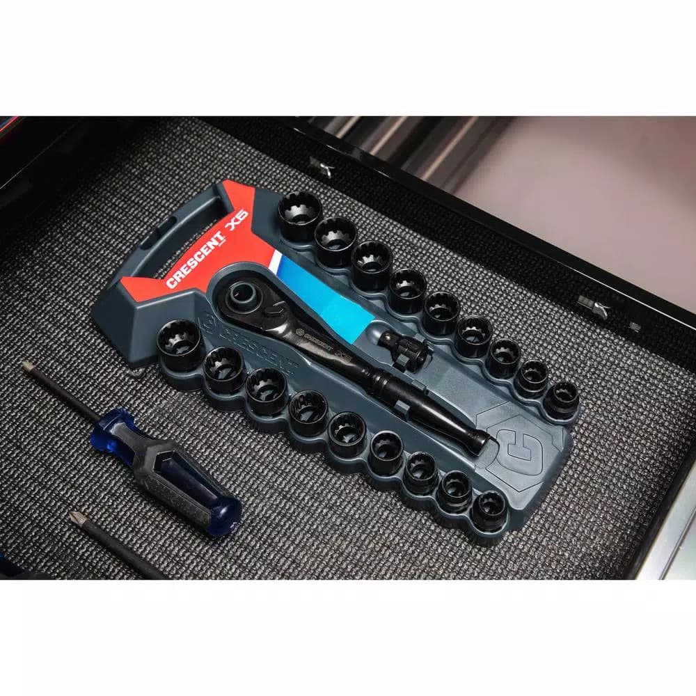 Crescent X6 3/8 in. Drive Pass-Thru Ratchet and Socket Set, 20-Piece